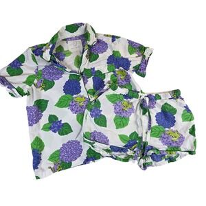 Printfresh Hydrangea Hideaway Organic Cotton Pajama Short Set Size Small